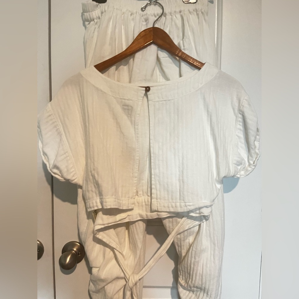Free People White  Effortless bohemian two-piece set - Harem  Pants - Picture 6 of 8